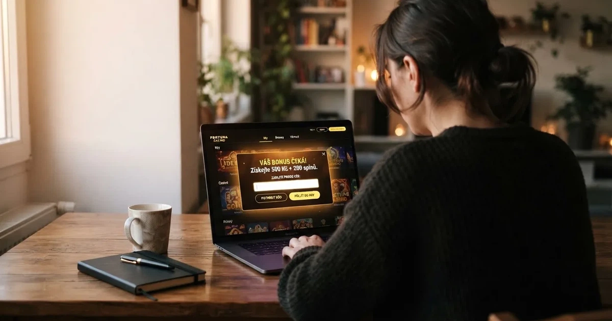Rozhraní online kasina s polem pro zadání promo kódu a zvýrazněnou bonusovou nabídkou pro přihlášeného hráče