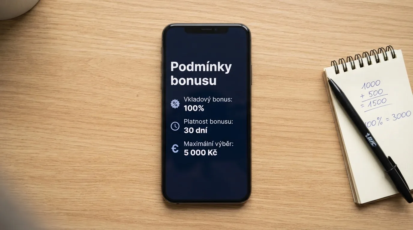 Přehled podmínek protočení, maximálního výběru a časové platnosti bonusu za registraci bez vkladu